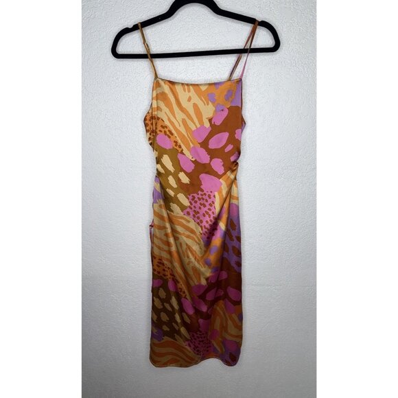 Christian Lacroix Dresses & Skirts - CHRISTIAN LACROIX Keyhole Satin Midi Dress Small Colorful Zipper Back Small P